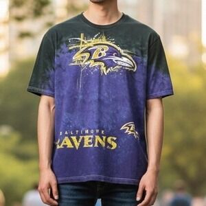 Baltimore Ravens Graphic T Shirt Men's Purple Black NFL Football Tee